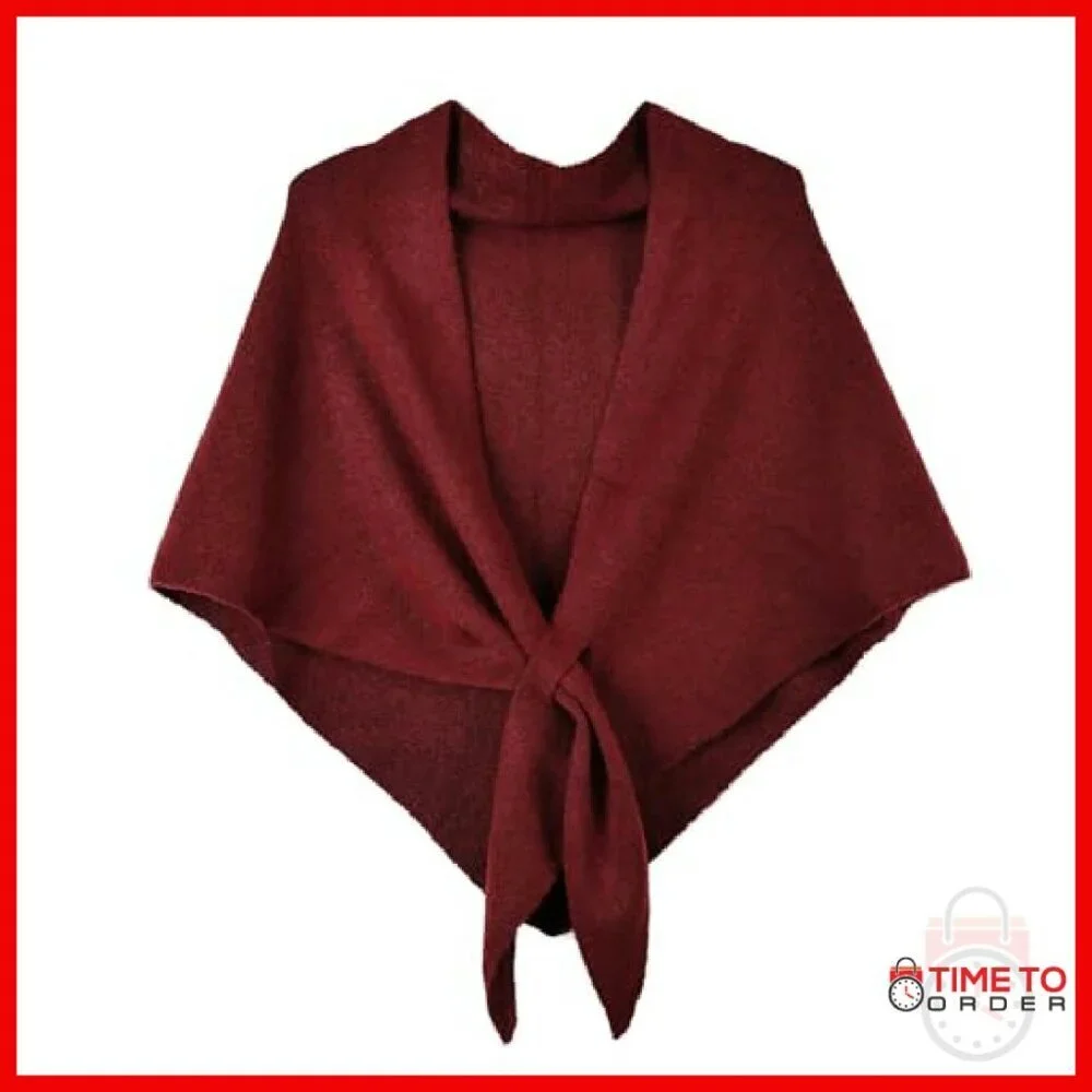 Large Knitted Triangle Shawl Scarf Pashmina Blend Winter Wrap Cape